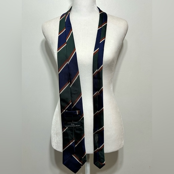 Prada 100% Silk Diagonal Regimental Stripe Necktie Made in Italy - Picture 3 of 8